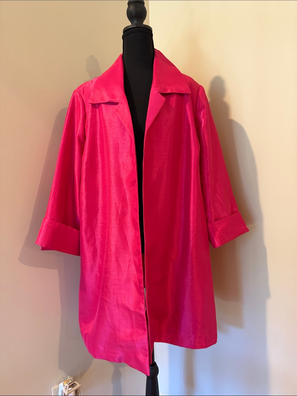 Women's Hot Pink Open-Front Trench Coat